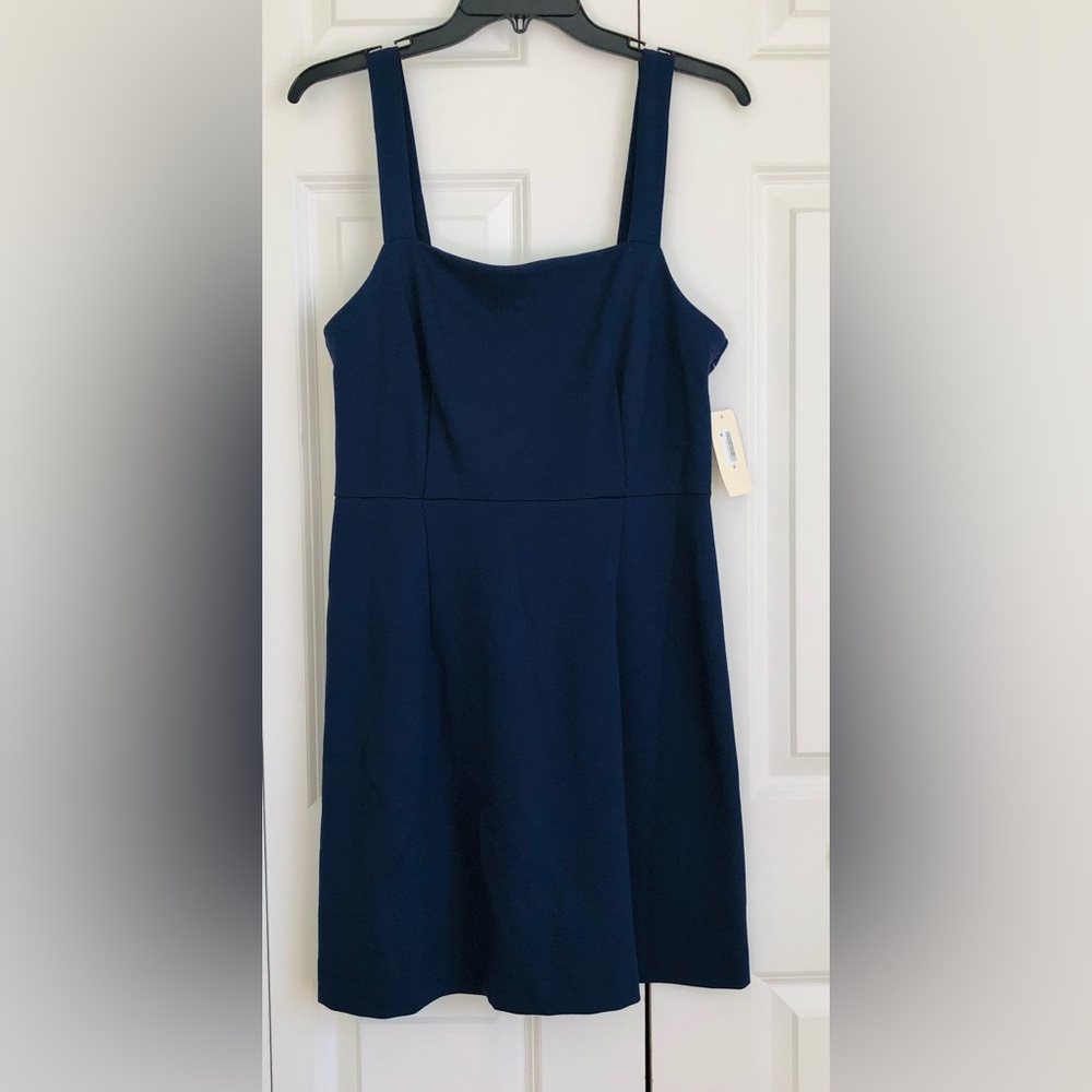 On 34th Solid Ponte Knit Blue Square Neck Mini Dress Size 8Tank Dress ps286